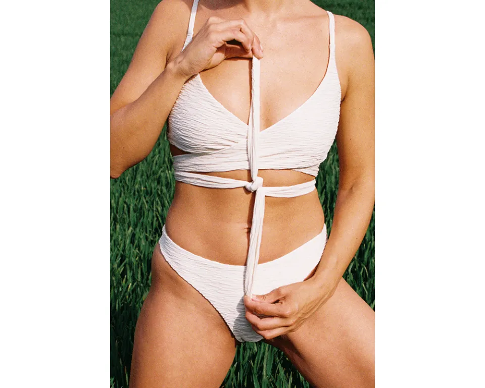 Anekdot dames vegan Bikinibroekje Jacquard Skyline Slim Creme, foto 2