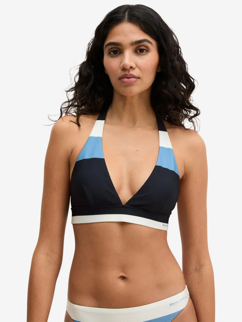 Marc O'Polo Vrouwen Triangel bikinitop Summer Stripes Zwart