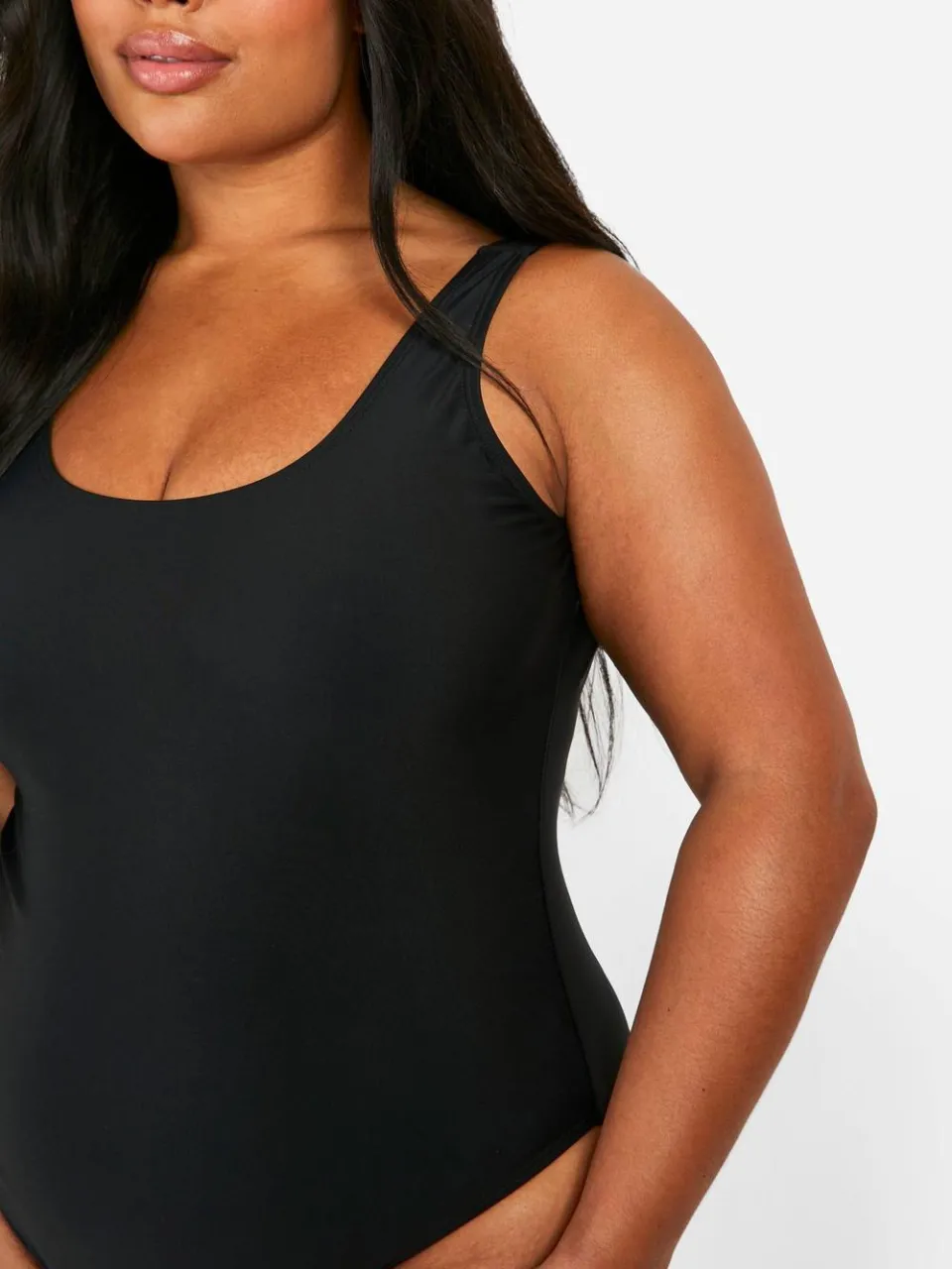 boohoo Dames Plus Tummy Control Scoop Badpak zwart, foto 4