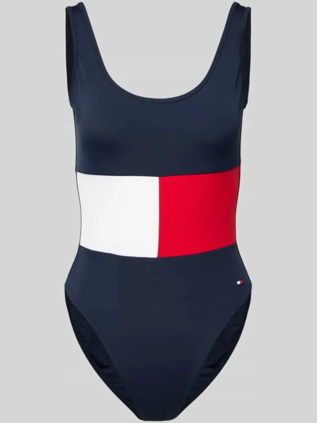 Tommy Hilfiger Badpak met stretch, model 'CORE FLAG' Marineblauw