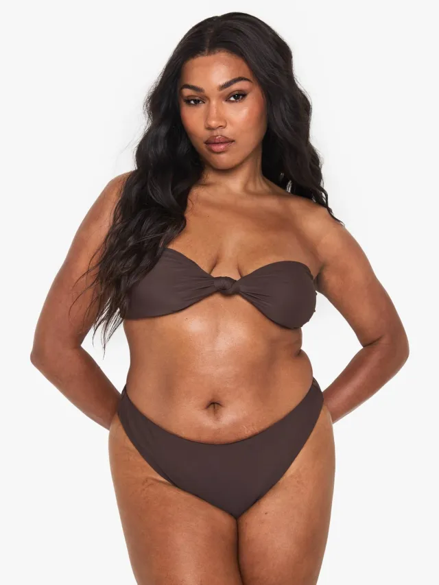 boohoo Dames Plus Swimwear Essentials High Waist Brief Chocoladebruin