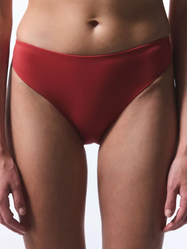 Penti Middenhoog Effen Bikini Onderdeel Donkerrood