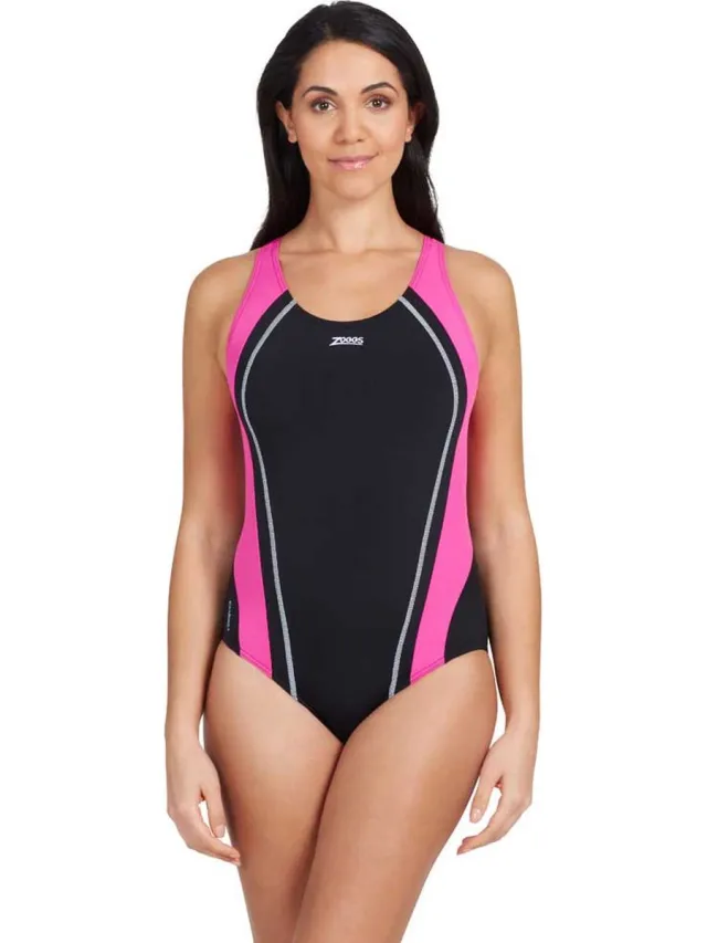 Zoggs Eaton Flyback Zwemkleding Zwart,Roze 32 Vrouw Black / Magenta