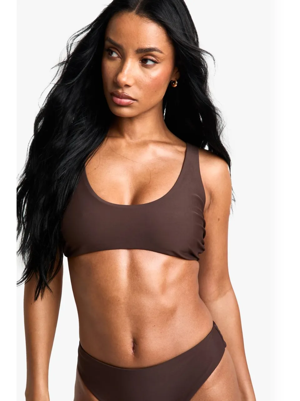 boohoo Dames Swimwear Essentials Scoop Bikini Top chocoladebruin, foto 4