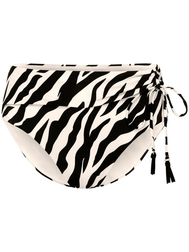 ESOTIQ Zibraz - Bikinibroekje - Hoge taille - Crèmekleurig - Dierenprint Crème;Zwart