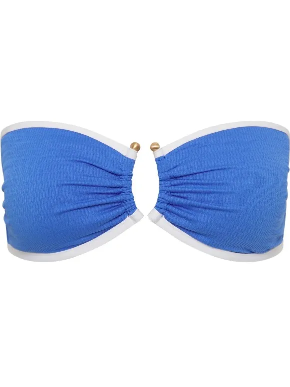 Seafolly Women's Beach Bound Ring Front Bandeau - Bikinitop, blauw