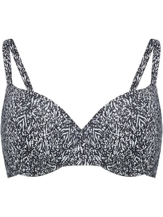 ESOTIQ Antibes - Bikinitopje - Licht gevoerd - Met beugels - Zwart-wit abstract patroon Zwart;Wit;Goud