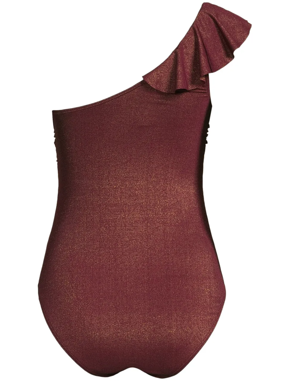 BEACHWAVE one shoulder corrigerend badpak met lurex donkerrood, foto 3