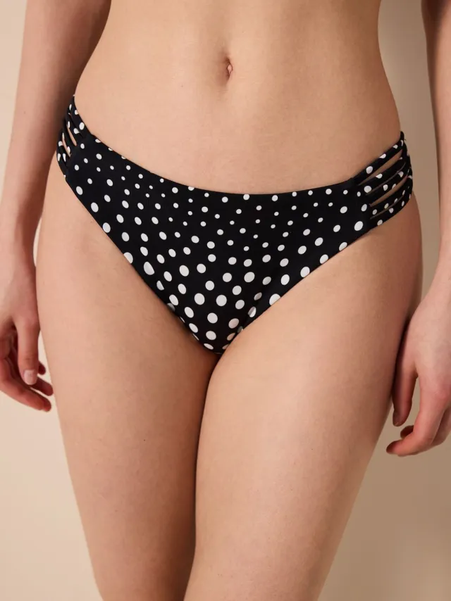 Penti Midden-heup Polka Dot Cut-Out Bikini Onderkant Zwart