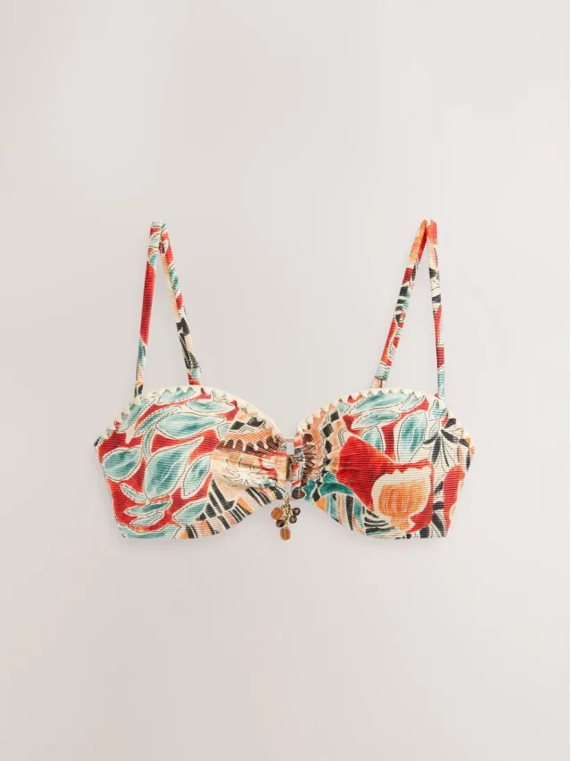 Next Dames - Bandeaubikinitop met beugel - Bruin Chocolate Brown/Teal Abstract