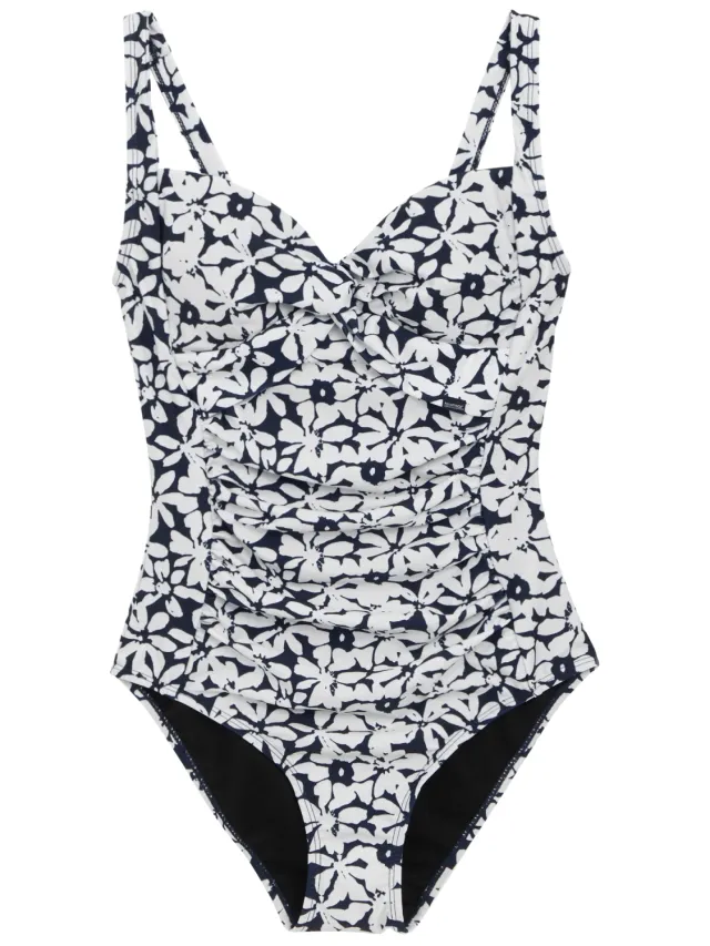 Regatta Dames/Dames Sakari Seeksucker Zwempak met buikcontrole (Marine / Wit) Marineblauw