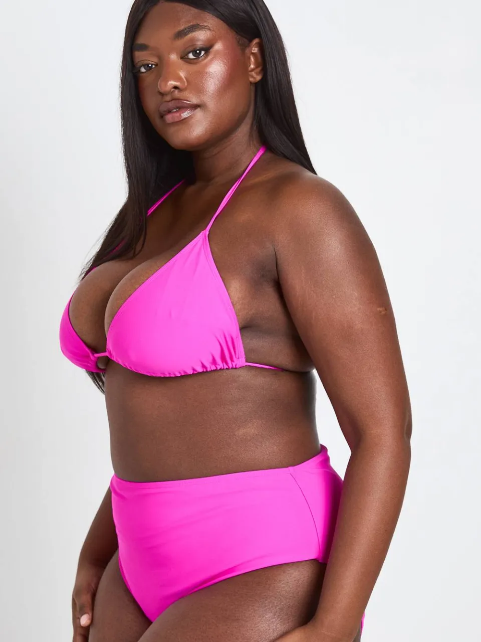 boohoo Dames Plus Essentials Hoge Taille Bikinibroekje fuchsia, foto 3