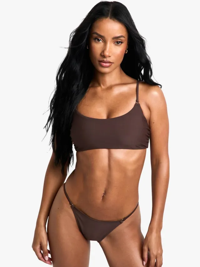 boohoo Dames Swimwear Essentials Tanga Brief Chocoladebruin