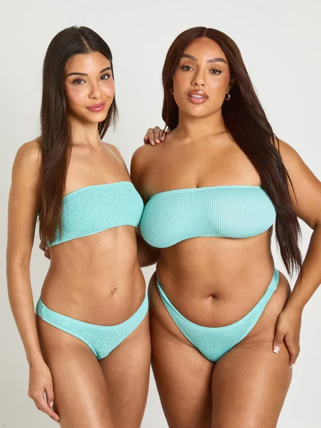 boohoo Dames Premium Universele Maat Crinkle Effen Slip Bikinibroekje Aqua