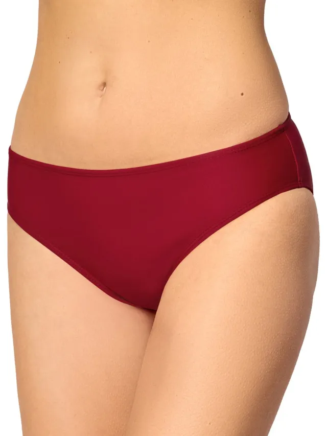 Merry Style Dames Zwembroek - Bikinibroekje - Elastische tailleband - Polyamide & Elastaan – Wijn rood (4242) – 46 - MS-VR-Brief-1