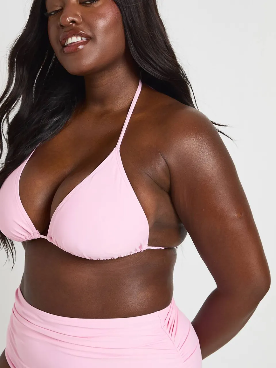 boohoo Dames Plus Essentials Driehoek Bikini Top roze, foto 4