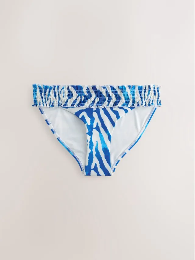 Next Dames - Gerimpelde bikinislip met hoge taille - Dierenprint White/Blue Zebra