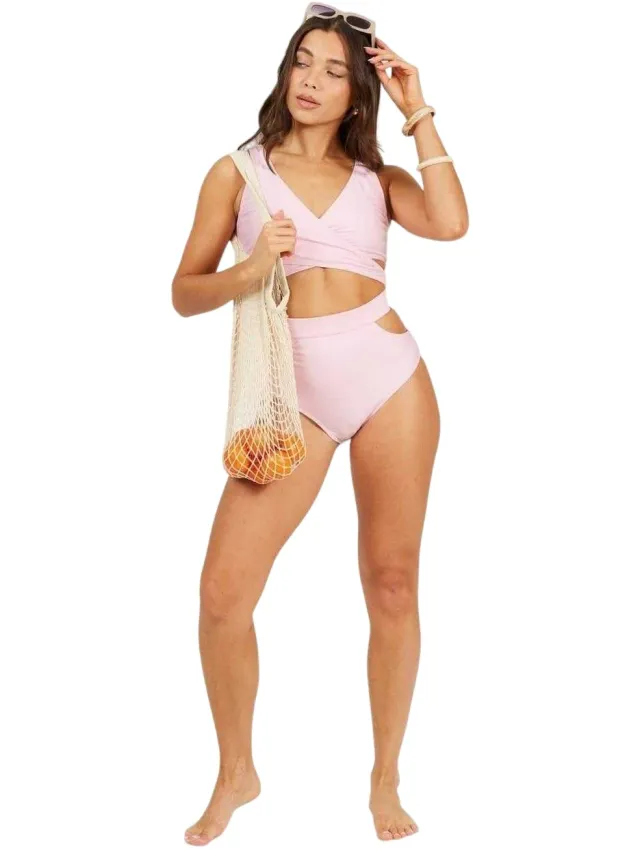 Brave Soul Bikinitop voor dames met overslag aan de voorkant (Roze)