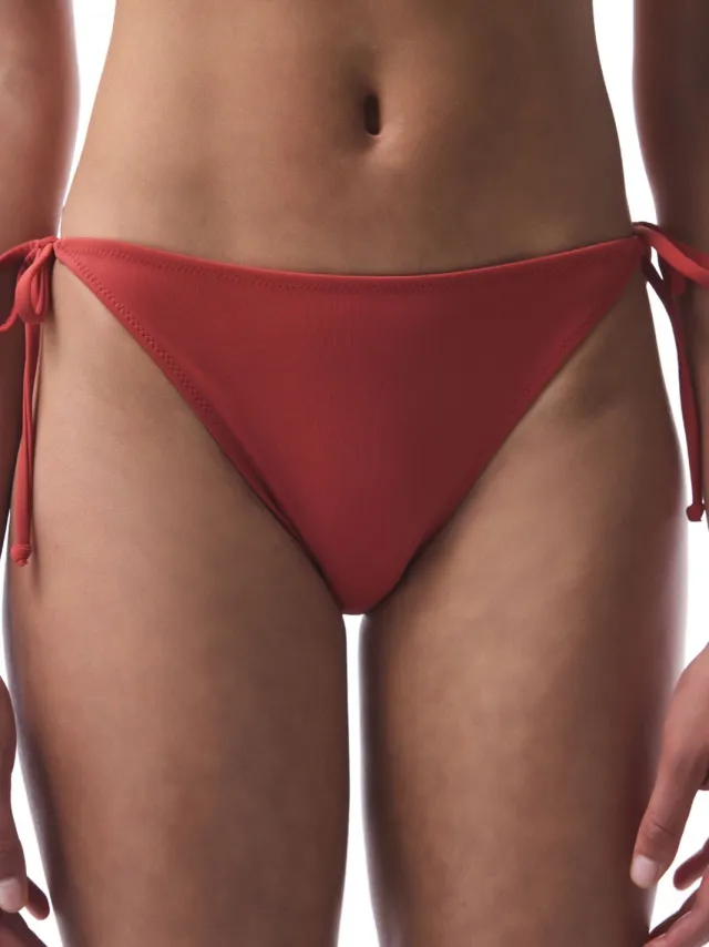 Penti Lage Taille Tie-Side Bikini Slip Donkerrood