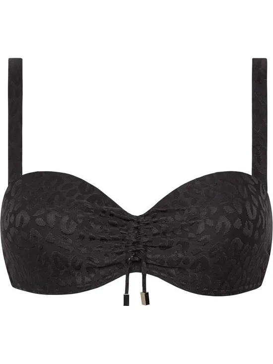 Beachlife Textured Leo voorgevormde bikinitop met beugel Dames Zwart