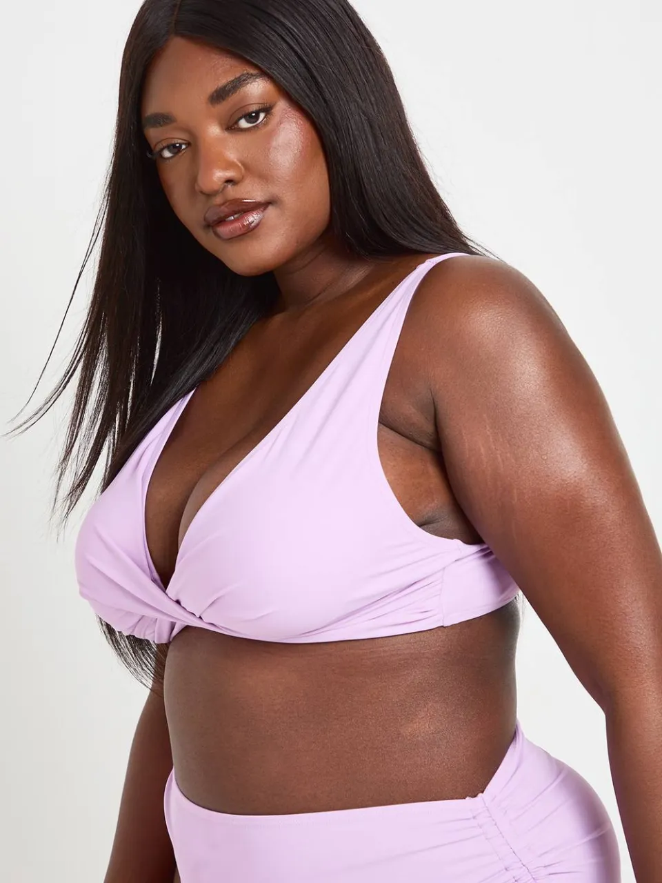 boohoo Dames Plus Gedraaide Voorkant Bikini Top lila, foto 4