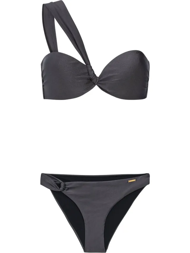 Protest Prtblum – Bandeau bikini set Dames – Schouderband – Voorgevormde bikinicups Anthra