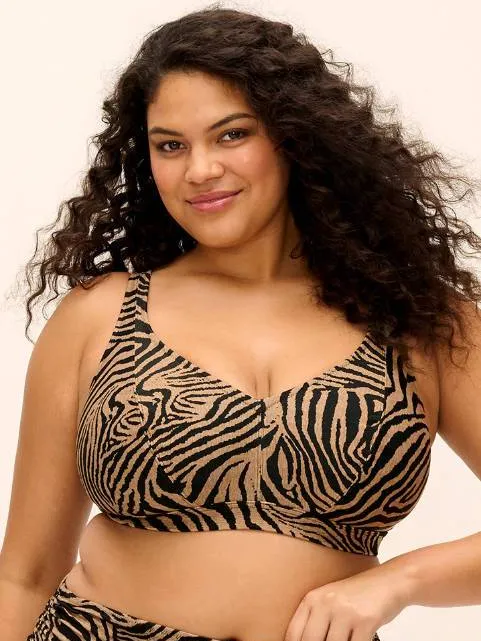 Elomi Tortoli Bay bikinitop zonder beugel zebraprint bruin/zwart