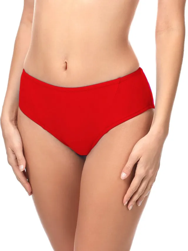 Merry Style Dames Zwembroek - Bikinibroekje - Elastische tailleband – Polyamide & Elastaan – Rood (4186) – 38 - MS-ET-18
