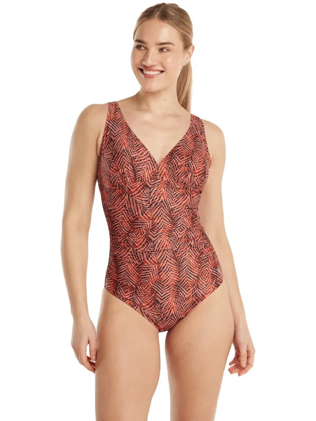 Ten Cate badpak soft cup shape summer leaves navy voor Dames