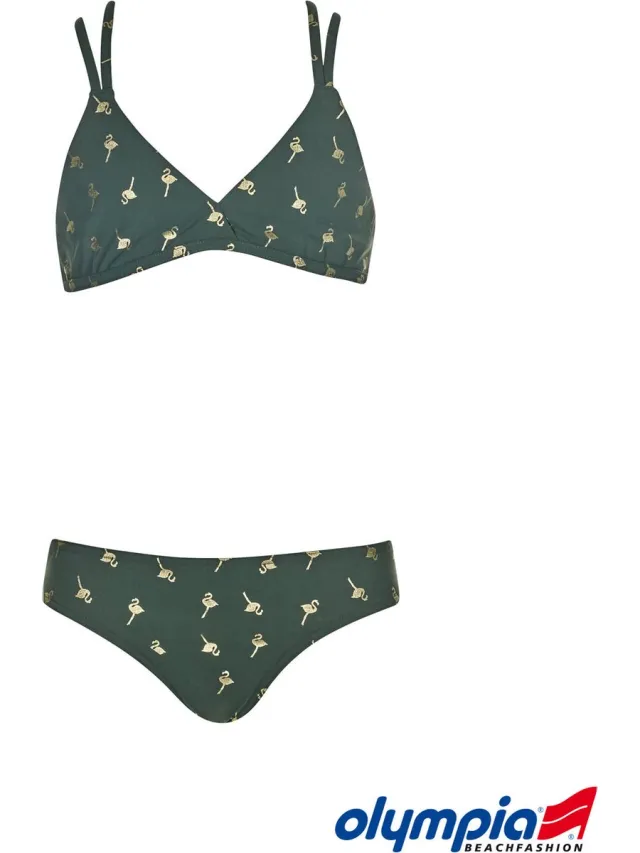 Olympia Bikini - Groen met flamingoprint - 14 jaar/ 164