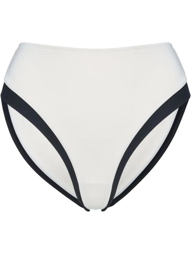 ESOTIQ Nicea - Bikinibroekje - Hoge beenuitsnijding - Crèmekleurig met zwarte details Crème;Zwart