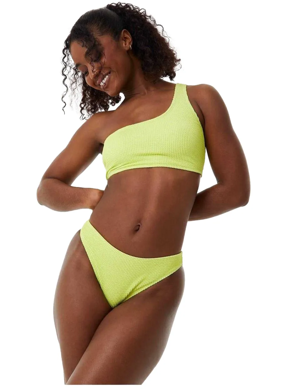 Jack Wills Dames/Dames Asymmetrische Gerimpelde Bikinitop (Kalk) Limoengroen