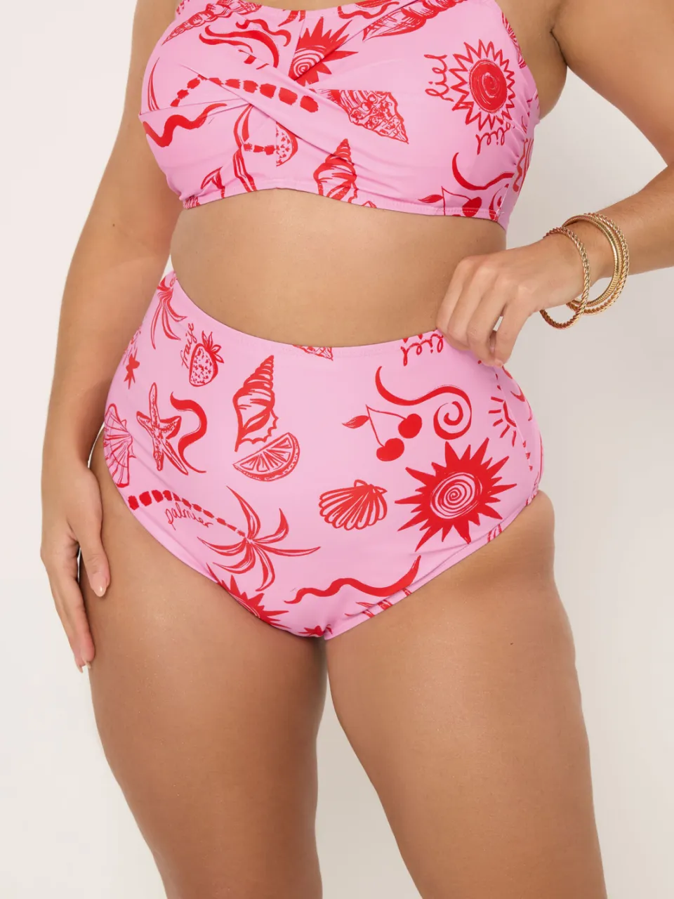 Yours Roze Schelpenprint Superhoge Taille Bikinibroek, foto 3