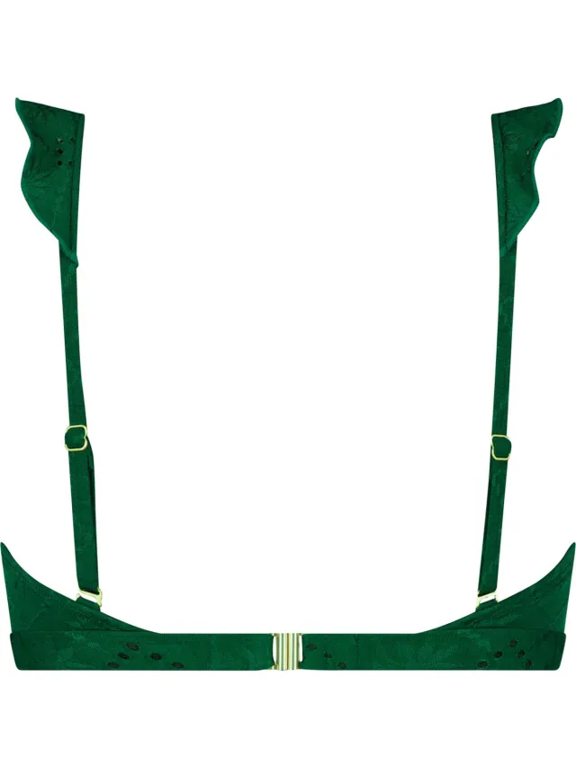 Beachlife Green Embroidery Dames Bikinitopje Donkergroen, Groen
