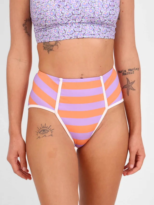 Oxbow BERRY gestreept surf bikinibroekje hoge taille paars