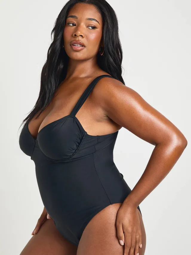boohoo Dames Plus Balkonnet Bh Badpak Zwart