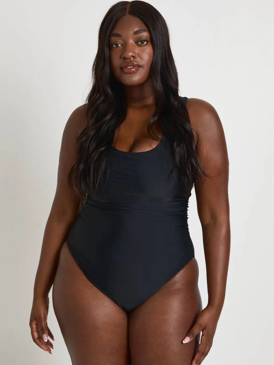 boohoo Dames Plus Buikcontrole Scoop Badpak zwart, foto 3