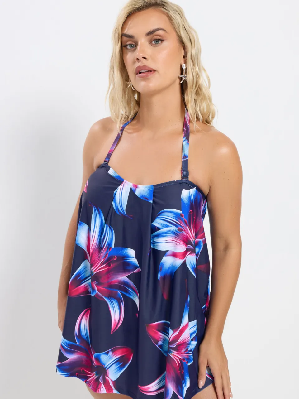 Yours Marineblauwe Tankinitop Met Bloemenprint, foto 2