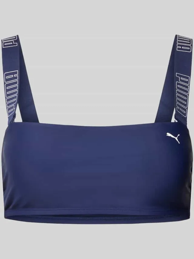 Puma Bikinitop in bustiermodel met logoprint Marineblauw