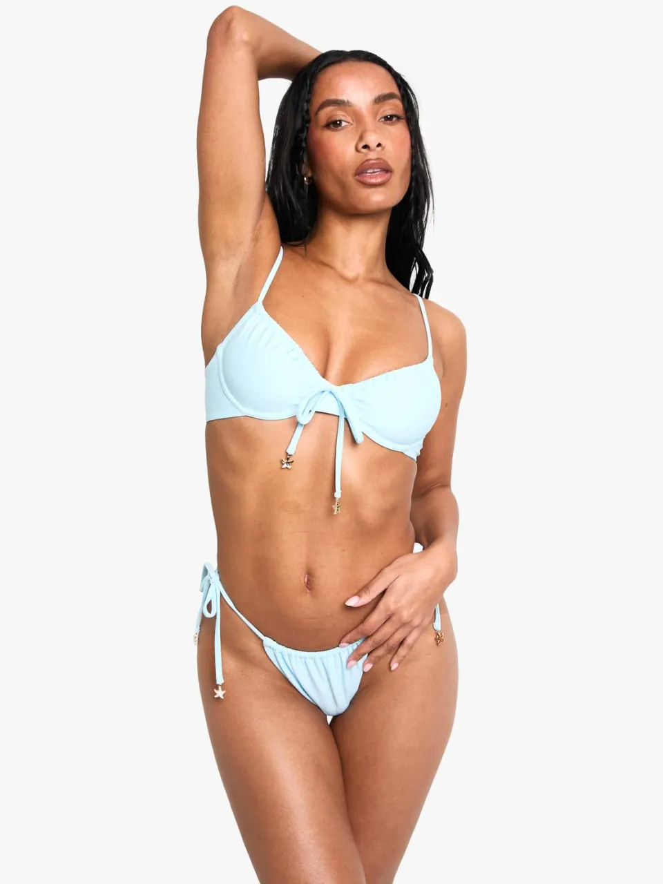 boohoo Dames Starfish Trim Geruimde Strik Zij Slip blauw, foto 2