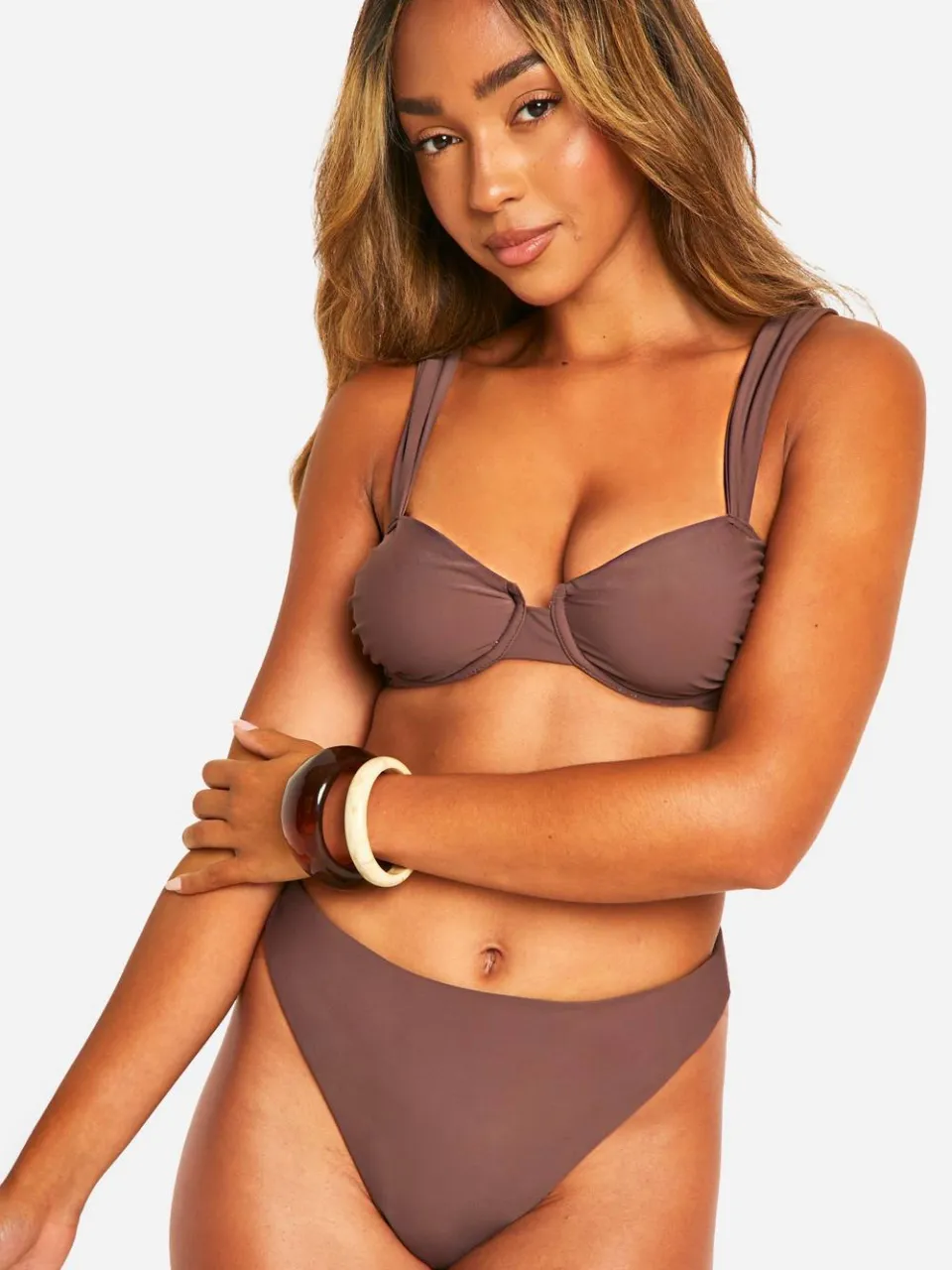 boohoo Dames Mix & Match High Waist Bikini Slip beige, foto 4