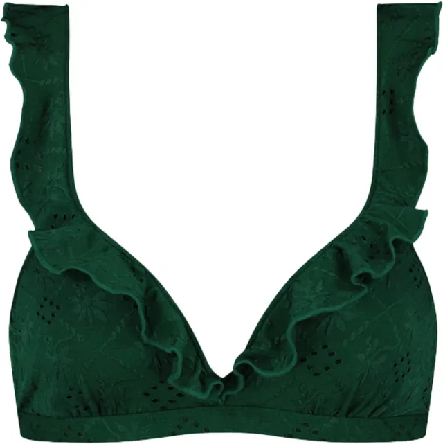 Beachlife Green Embroidery Dames Bikinitopje Donkergroen, Groen