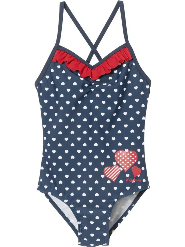 Playshoes kinderzwempak met UV-bescherming en hartjes Marine