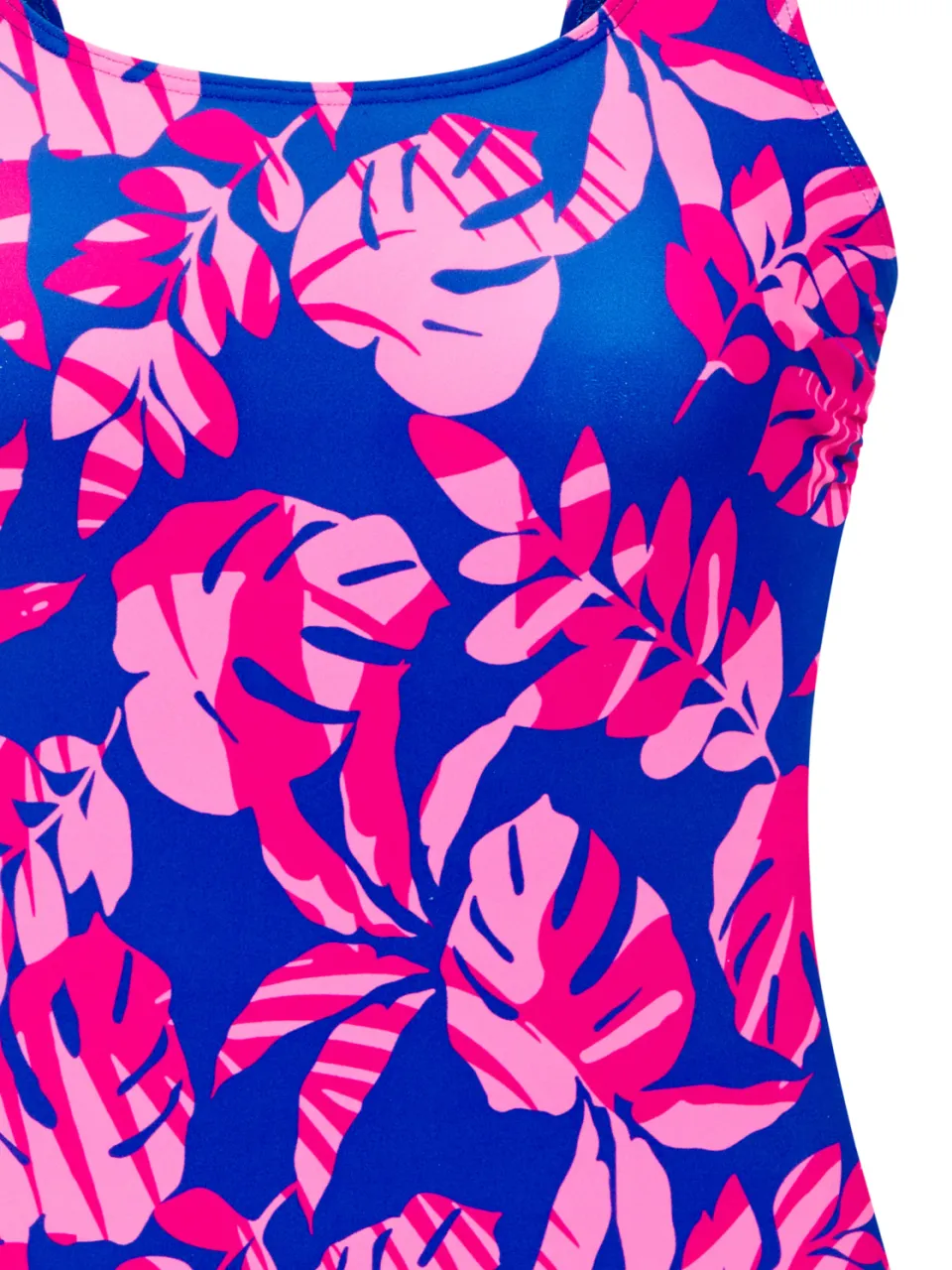 badpak blauw met roze bladprint, foto 3