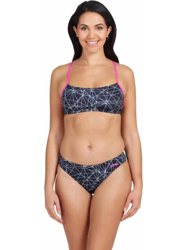 Zoggs Tri Back Bikini Zwart,Roze 28 Vrouw Warrego Print