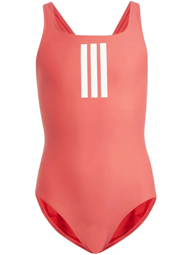 Adidas 3 Stripes Zwemkleding Rood 3-4 Years Meisje Semi Lucid Red / White