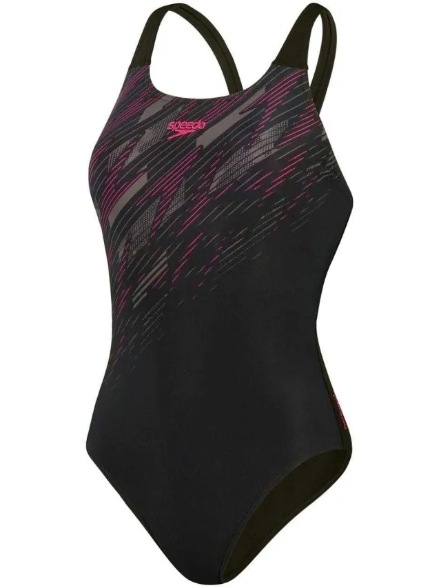 Speedo Dames/Dames Hyperboom Placement Muscleback Eendelig Zwempak (Zwart/Roze/Koolkleurig), foto 2