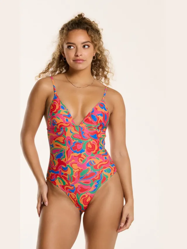 Shiwi Swimsuit ROWY V-NECK - orange sun groovy love - 40