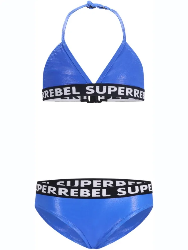 SuperRebel Isla basic cool triangle bikini - Metallic Kobalt