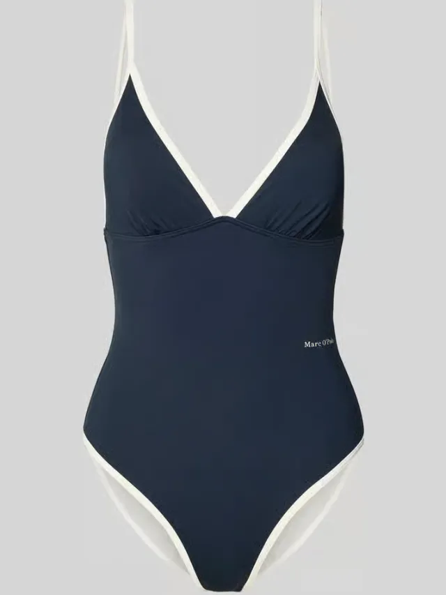 Marc O'Polo Essentials badpak donkerblauw met contrasterende details, foto 2